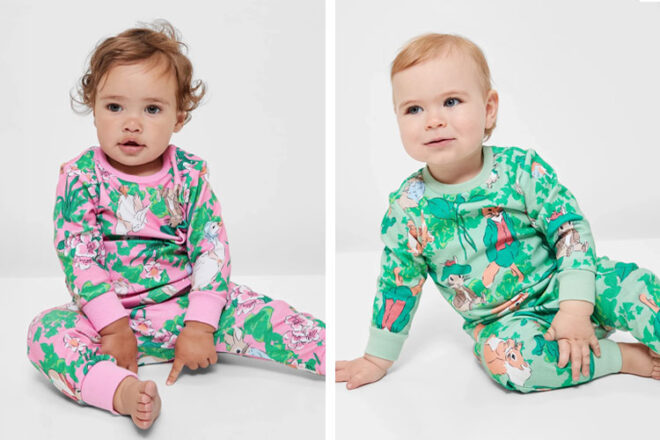 Two babies wearing the Target matching family pjs