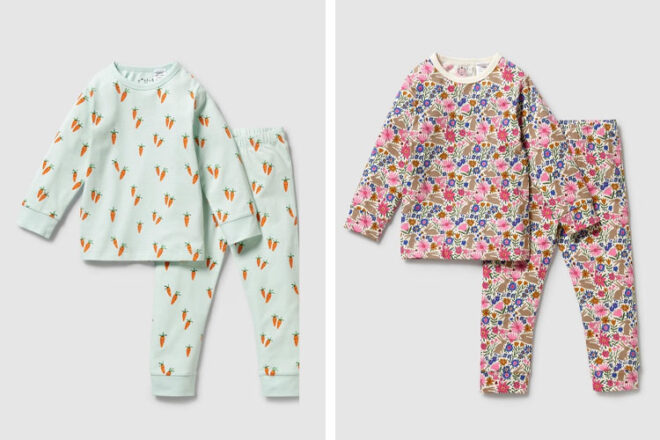 Wilson and Frenchy Easter Organic Long Sleeved Pyjamas in two designs