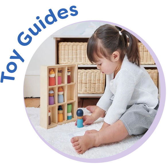 Girl playing with doll house linking to toy guide category