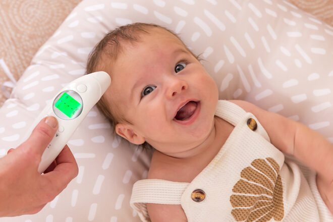 Cherub Baby forehead thermometer bring used on a baby