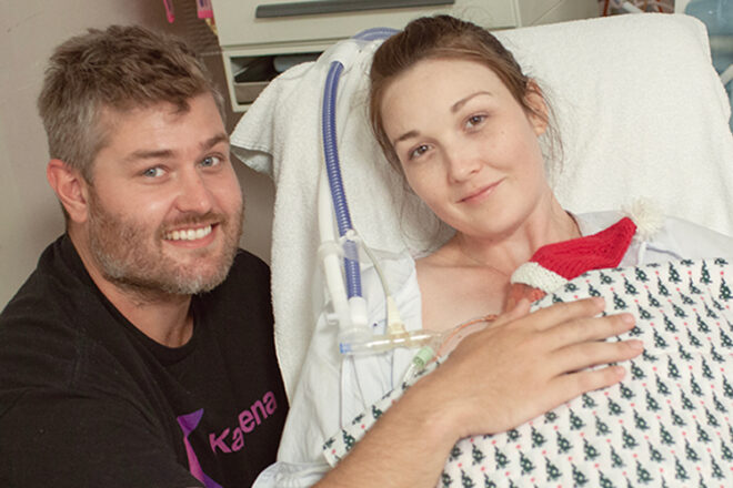 Jennifer and William with their premature baby girl