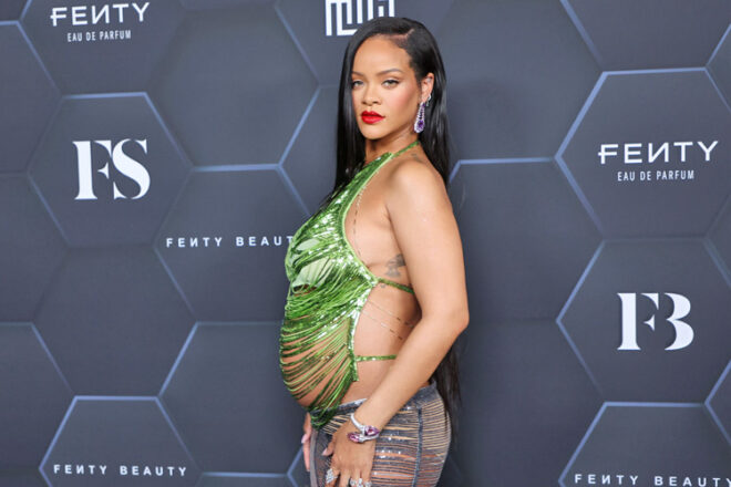Rihanna on the red carpet during her first pregnancy