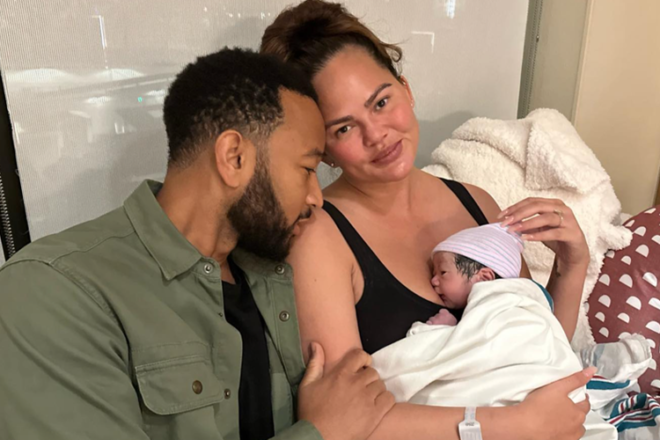 Chrissy Teigan and John Legend and baby Wren