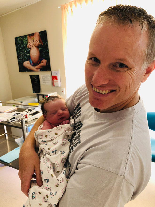 David holding newborn Gemma