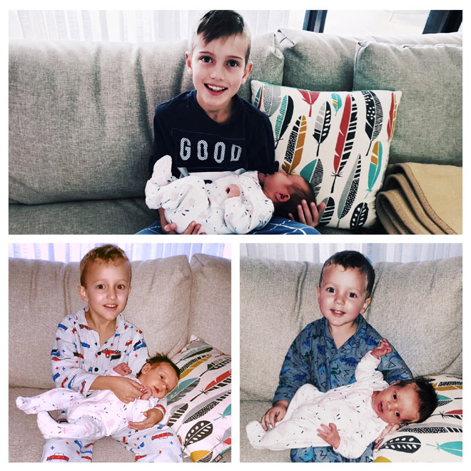 Gemma with each of her brothers