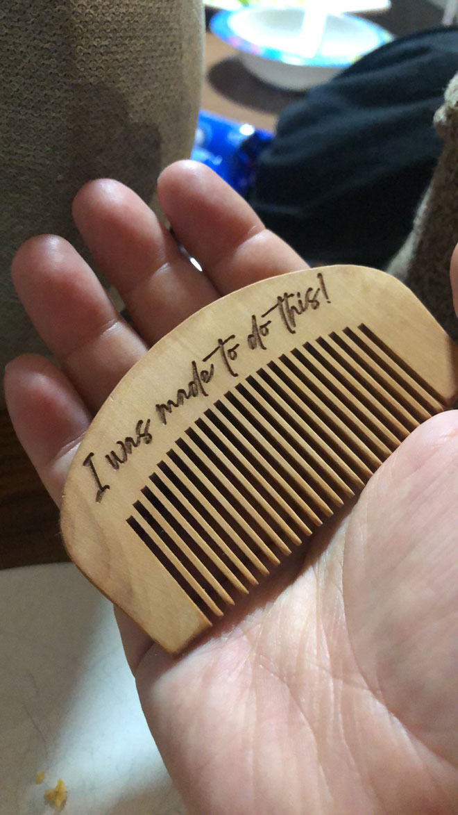 Labour comb held by Catherine