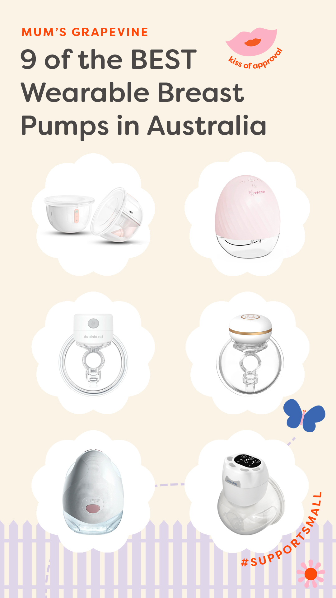 9 Popular wearable breastpumps siting side by side in a comparison