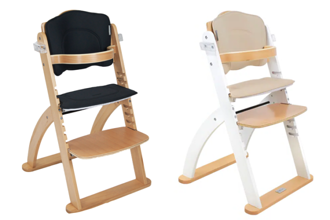 Babyhood Ava Forever chair showing black and white seat inserts side by side. 