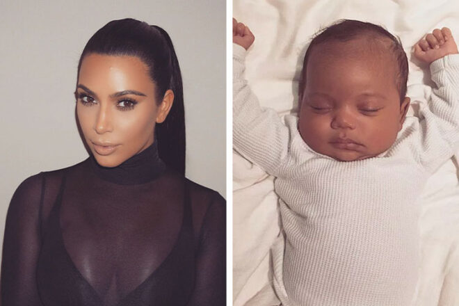 Kim Kardashian and her second child Saint West