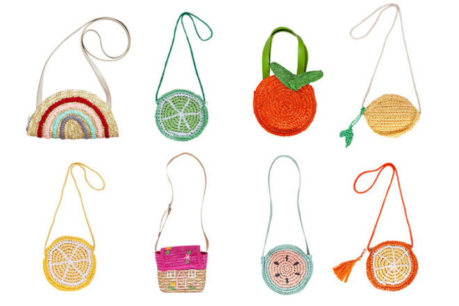 the Acorn Kids Straw Bags in different designs