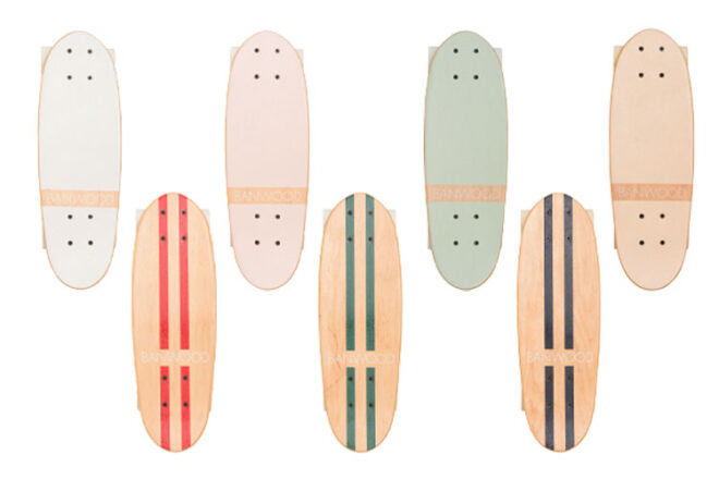 The bandwood skateboards in each colour variation