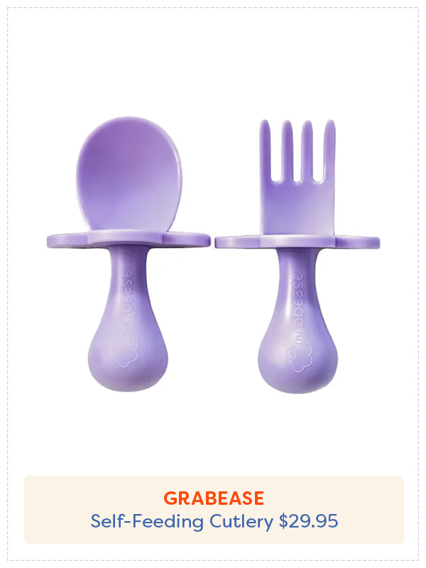 Lavender cutlery set for toddlers learning to feed them selves