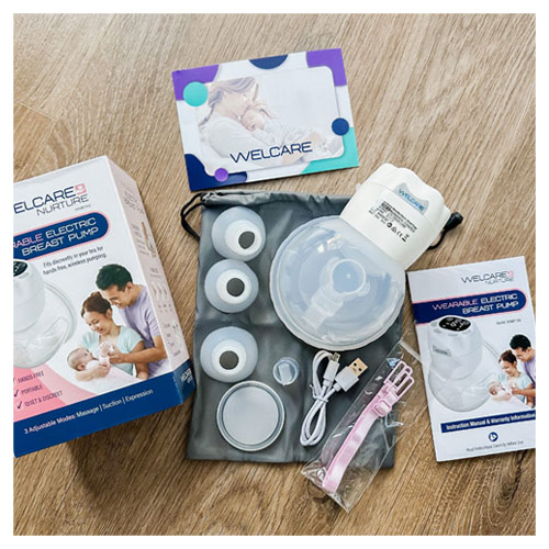 The Welcare Nurture Wearable Electric Breast Pump unboxed