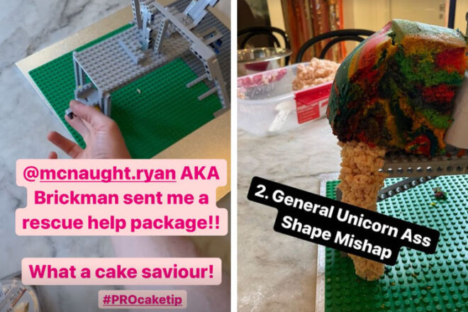 Hamish Blake baking his daughter's fourth birthday cake on Instagram stories