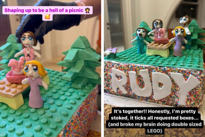 Hamish Blake baking his daughter's sixth birthday cake on Instagram stories