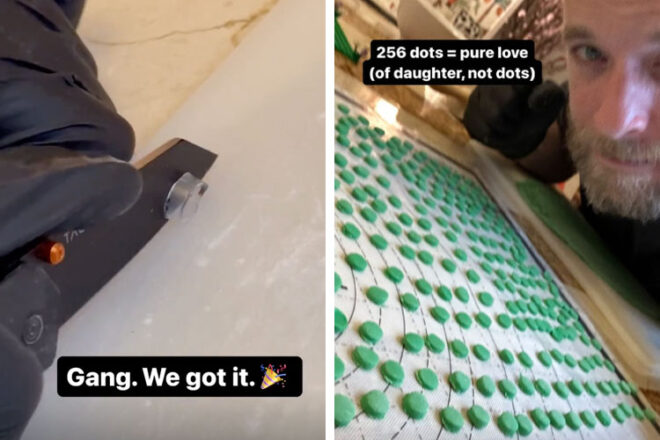Hamish Blake baking his daughter's sixth birthday cake on Instagram stories