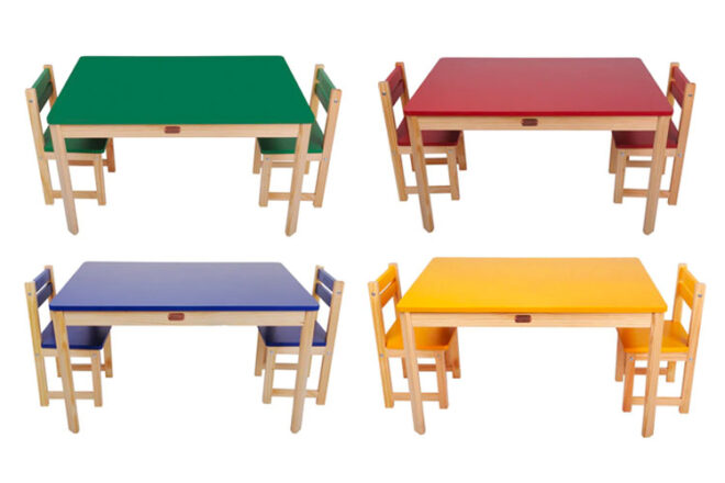 the Infa Group TikkTokk Little Boss Table and Chair sets in four colour ways