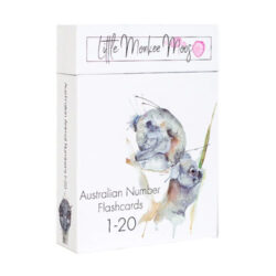 Little Monkey Moos Flash Cards hand drawn art featuring Australian numbers
