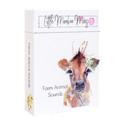 Little Monkey Moos Flash Cards hand drawn art featuring Farm Animals