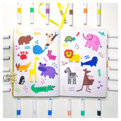The Life of Colour Acrylic Markers demonstrated in drawings of animals