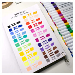 The Life of Colour Acrylic Markers demonstrated in coloured squares, lines and scribbles
