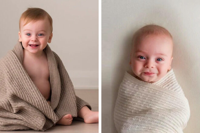 Merino Mana soft baby blankets wrapped around a toddler and baby