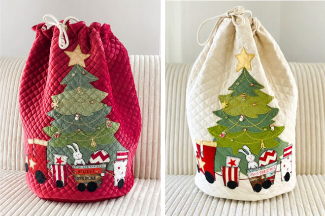 Side by side images of two styles of Little Morbry Handmade Santa Sacks