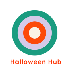 Illustration of bullseye with words Halloween Hub