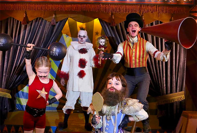 Actor Neil Patrick Harris and his family dress up for Halloween as Freak Show characters