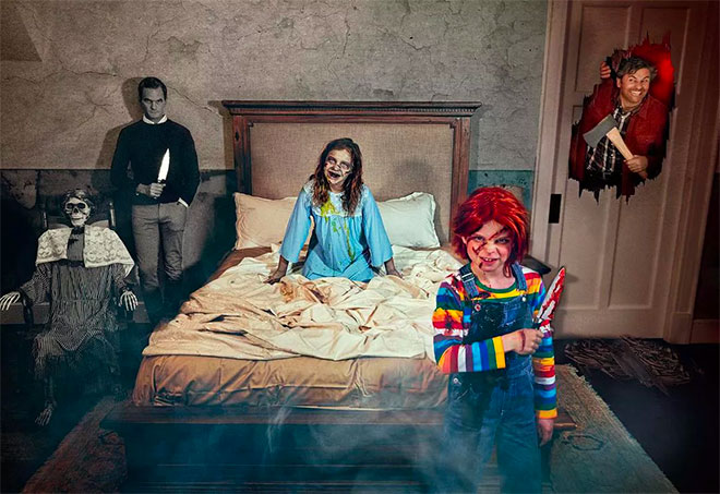 Actor Neil Patrick Harris and his family dress up for Halloween as Horror Movie characters