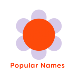 Illustration of orange and lavender flower head with words Popular Names
