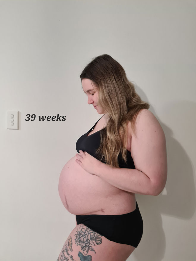 Sharona pregnant at 39 weeks