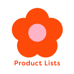Red Flower illustration with the word 'Products'