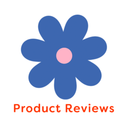 Blue Flower illustration with the word 'Reviews'