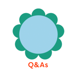 Illustration of Blue and Green flower with the word 'FAQs'