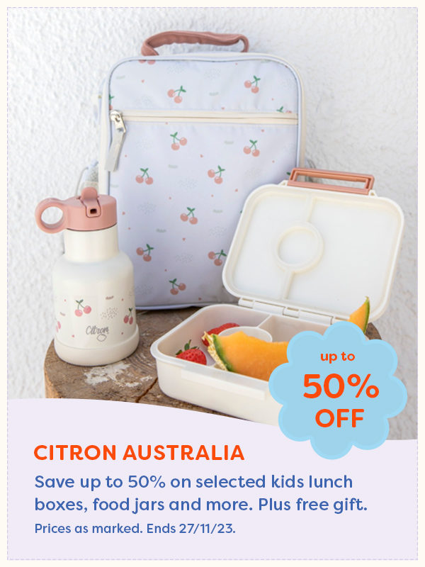 Citron Australia Kids water bottle, lunch bag and bento box