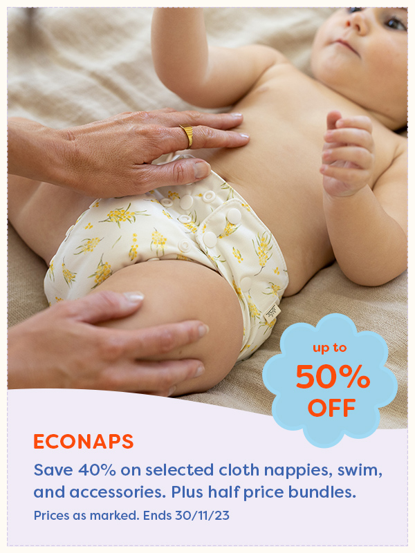 A baby wearing an EcoNaps Cloth Nappy