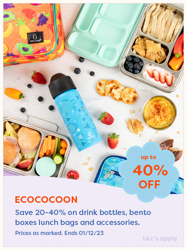 Ecococoon bento boxes and drink bottles