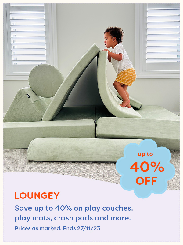A child playing on the Loungey play couch