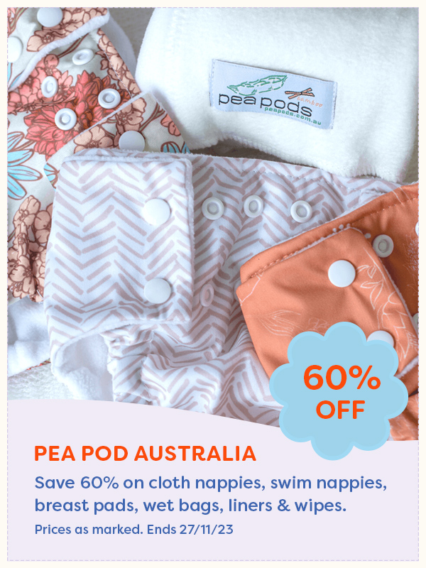 Pea Pod Australia cloth nappies in different patters