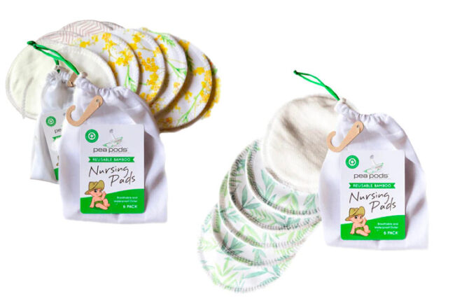 two packets of Pea Pods washable nursingn pads in wattle and eucalypt