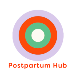 Illustration of Bullseye with words 'Postpartum Hub'