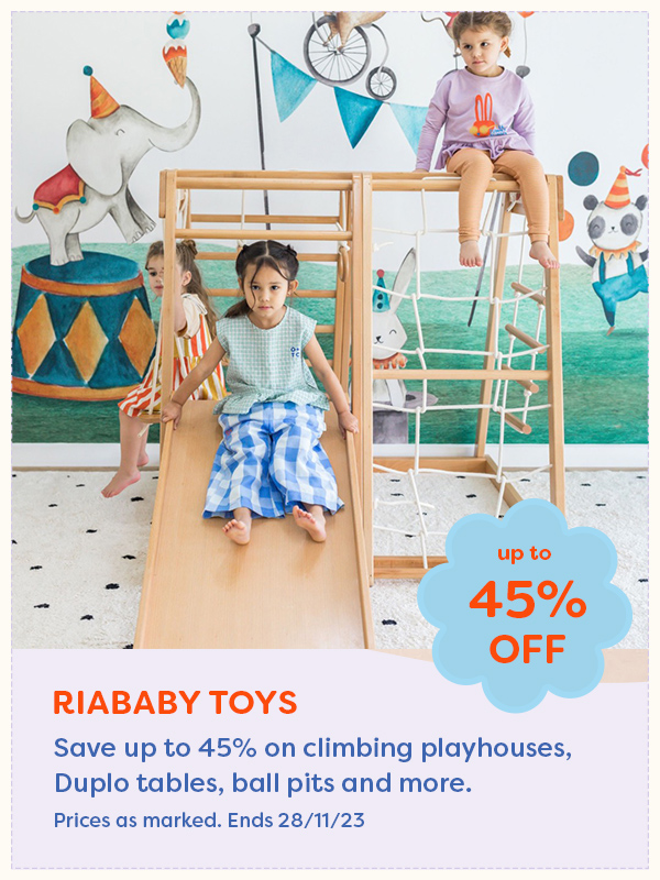 Children playing on a Riababy Toys climbing playhouse