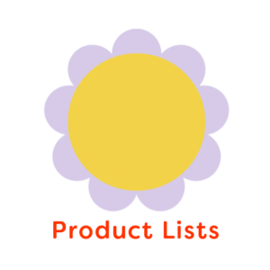 Illustration of yellow and purple flower with the words 'Product Lists'
