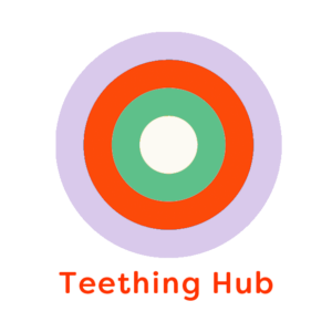 Illustration of bullseye with words 'teething hub'