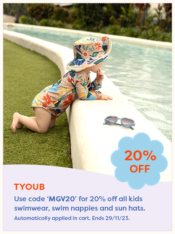 A baby by the pool wearing Tyoub swimwear
