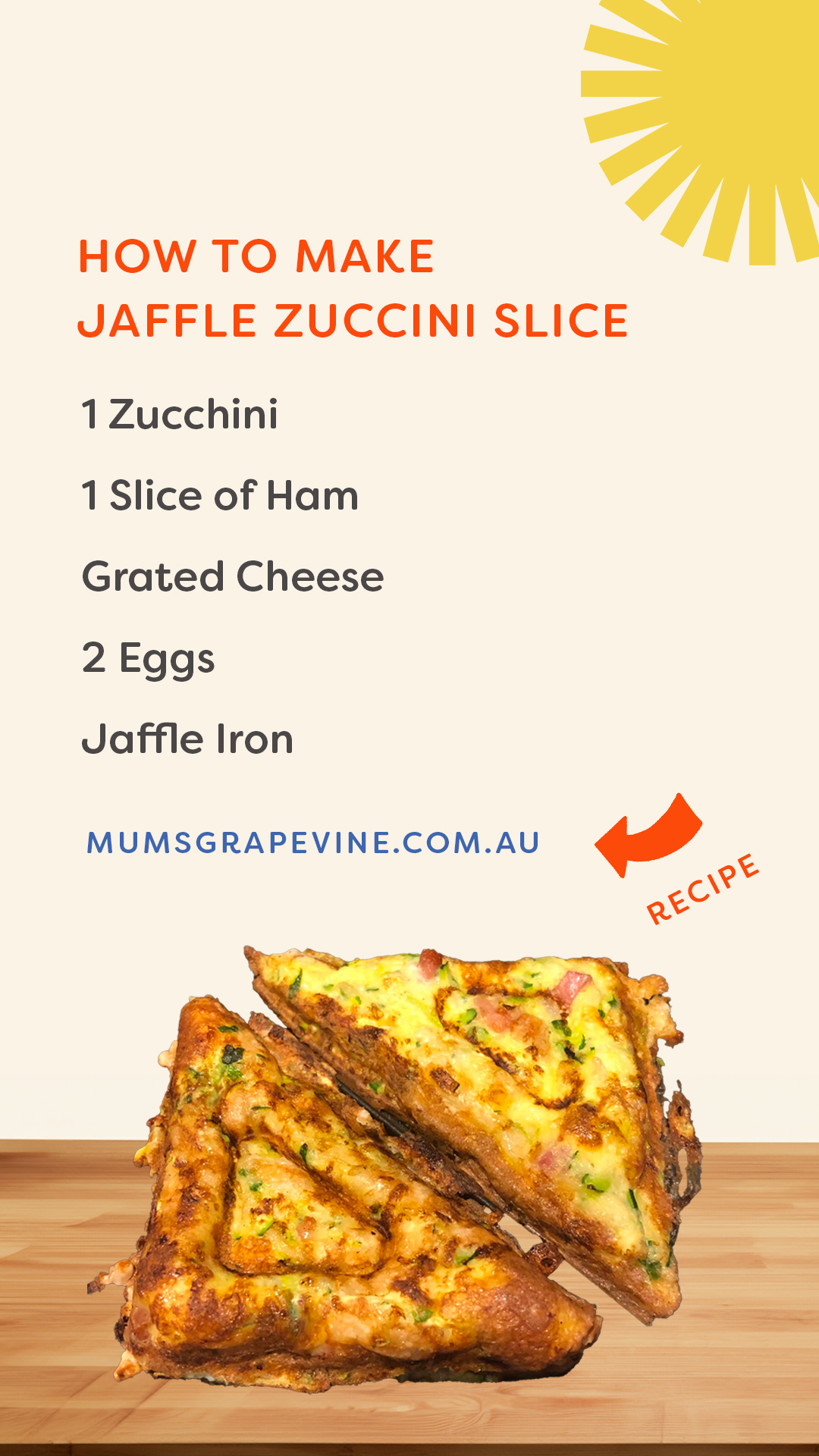 Ingredients listed to make Jaffle Zucchini Slice