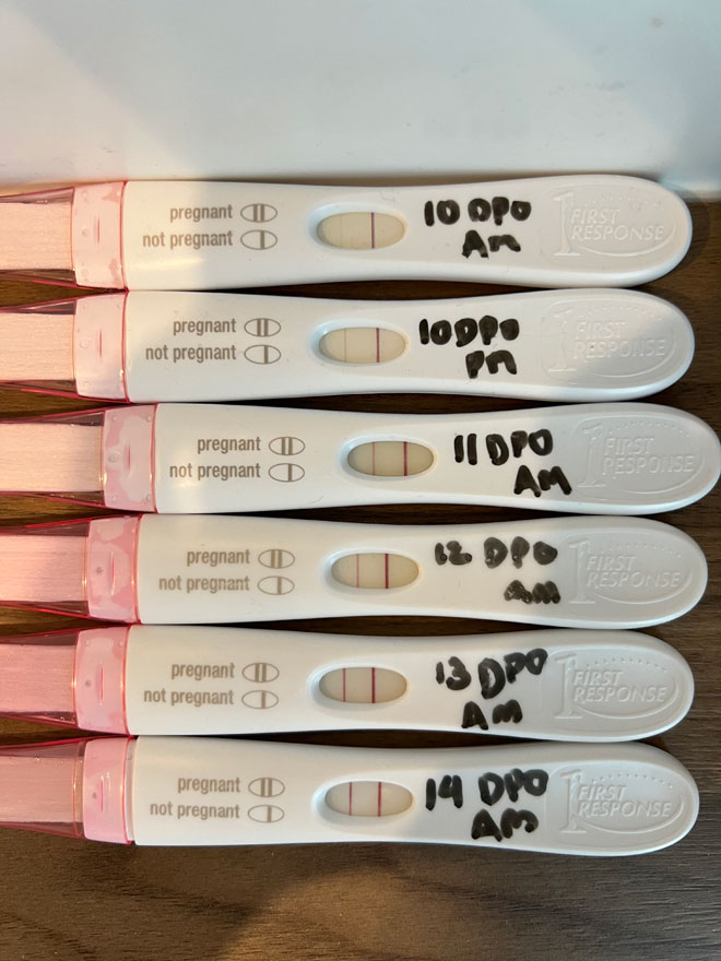 Melissa's Pregnancy tests with dates