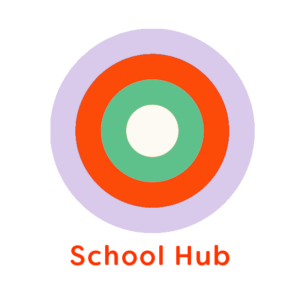 Illustration of Bullseye with words 'school hub'