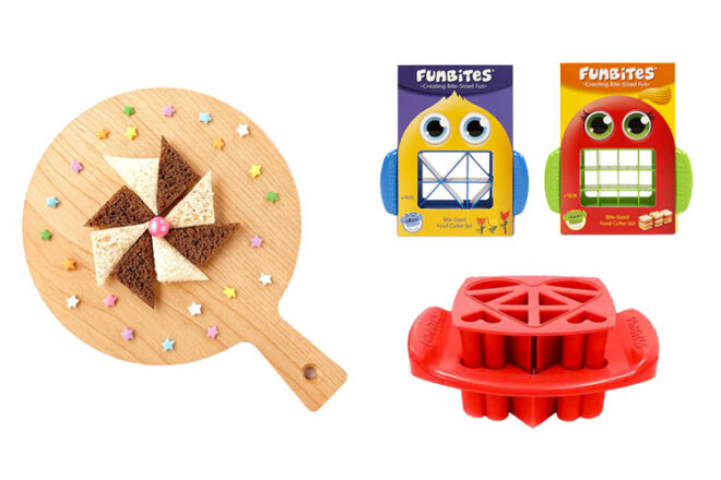 Fun Bites Sandwich Cutters in their packaging showing different shapes